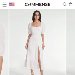 Square neck white dress